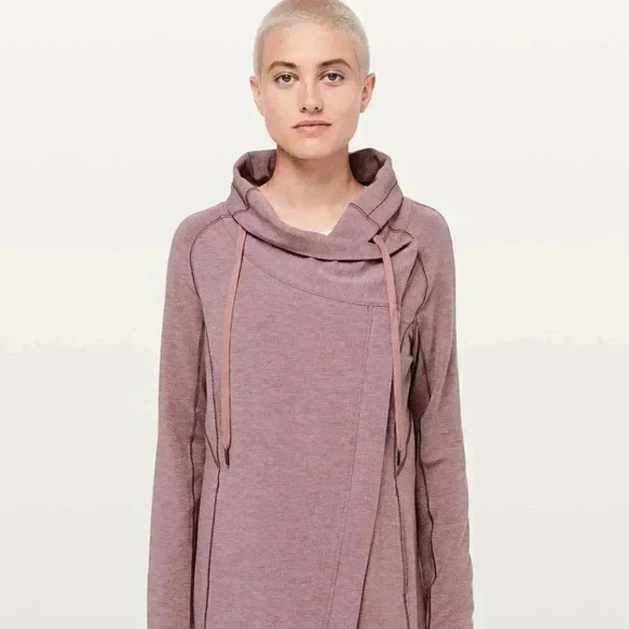 Lululemon "Coast Easy " long sleeve Heathered Misty Merlot long sleeve wrap 8 - Picture 1 of 4